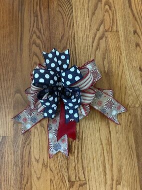 Festive Red, Navy & Cream Patriotic Holiday Bow